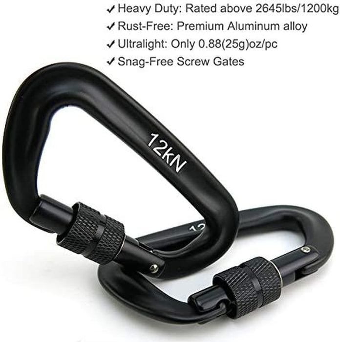 Hammock Carabiner Clip,12Kn 7075 Aluminium Alloy Carabiners,Heavy Duty Clips 2645Lbs/1200Kg,Perfect Gear for Hammocks Camping Hiking Keyring and Utility