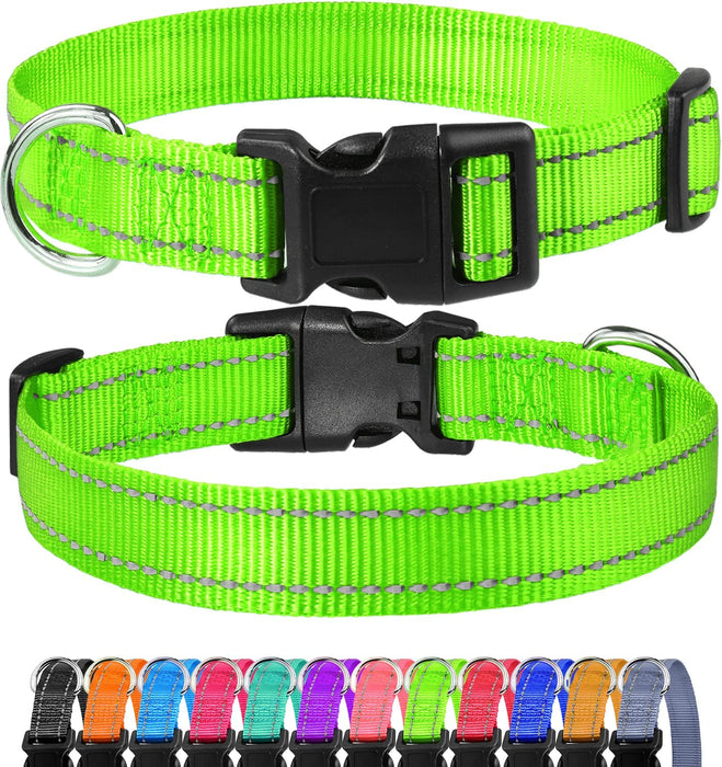 Reflective Dog Collar, Sturdy Nylon Collars for Large Girl and Boy Dogs, Adjustable Dog Collar with Quick Release Buckle, Red
