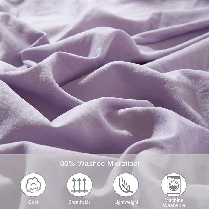 Lavender Comforter Set Queen Size, 3 Piece Boho Pom Fringe Bed Set, All Season Farmhouse Microfiber down Alternative Bedding Comforter with 2 Pillow Shams, Solid Light Purple