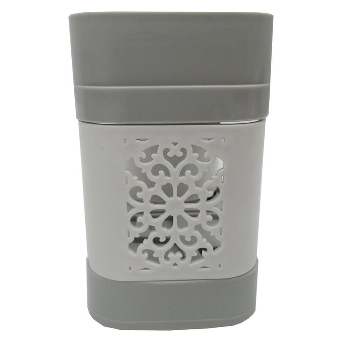 Toothbrush Toothpaste Stand Holder with 2 Cups Bathroom Storage Organizer Plastic White