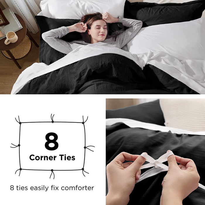 Bedsure Black Twin Duvet Cover Set - Soft Prewashed Duvet Cover Twin/Twin XL Size, 2 Pieces, 1 Duvet Cover 68X90 Inches with Zipper Closure and 1 Pillow Sham