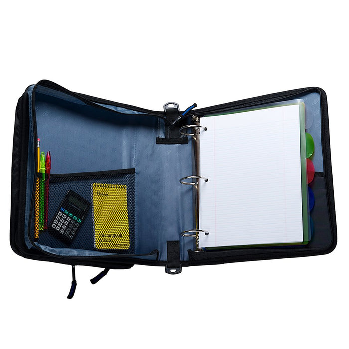Case It 2" D-Ring Zipper Binder with 13.3" Tablet Pouch, Black, LT-007
