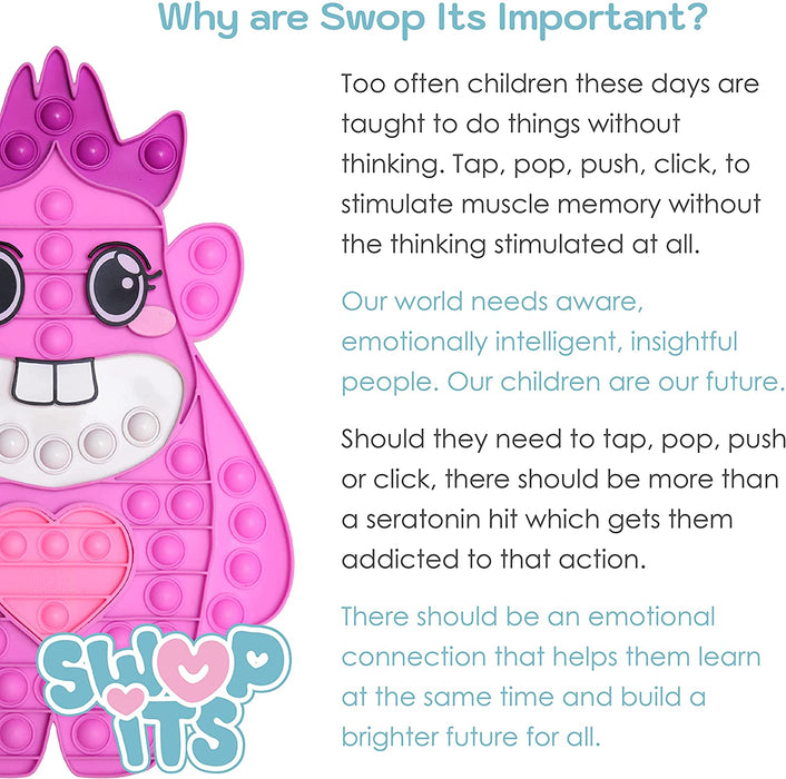 Swop Its Giggle Character Collectable Push Pop Bubble Fidget Sensory Toy for Anxiety & Stress Relief with Glow-In-The-Dark Heart, Food-Grade Bubble Popping Sensory Toy for Autism & ADHD- Novelty Gifts