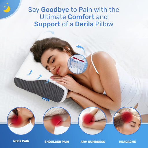 Cervical anti Snore Pillows for Sleeping - Ergonomic Neck Support Pillow for Neck & Shoulder Pain Relief - Side, Back, Stomach Sleepers - Contour Best Bed Anti-Snoring Pillows for Sleeping