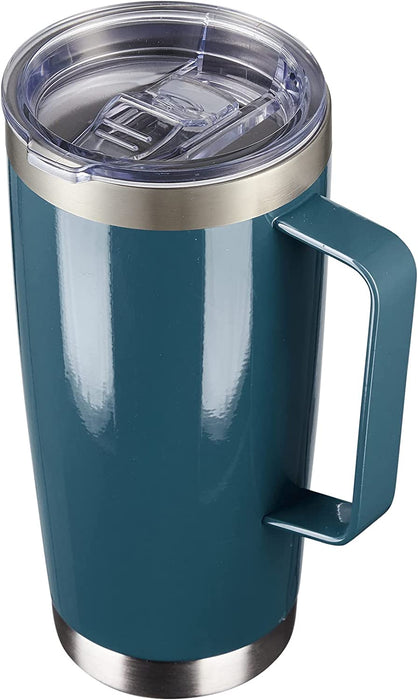 20 Oz Tumbler Mug with Lid and Straw, Insulated Travel Coffee Mug with Handle, Double Wall Stainless Steel Vacuum Coffee Tumbler, Thermal Coffee Cup, Navy Blue