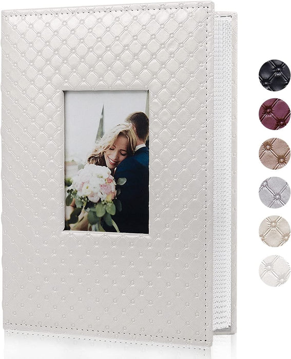 Photo Picture Album 4X6 300 Photos,Small Capacity Premium Leather Cover Wedding Family Photo Albums Holds 300 Horizontal Photos(Black)