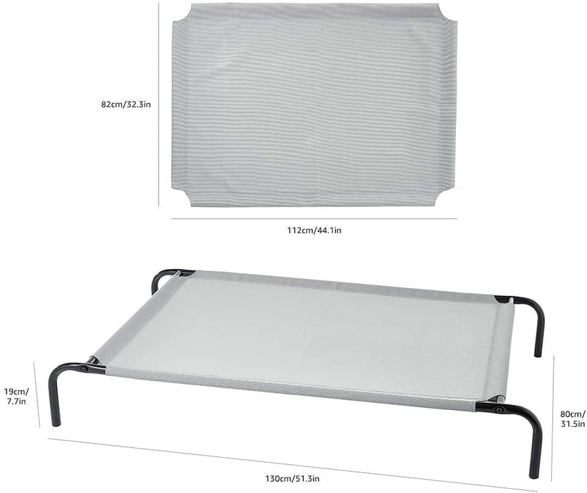 Cooling Elevated Dog Bed with Metal Frame, Large, 51 X 31 X 8 Inches, Grey