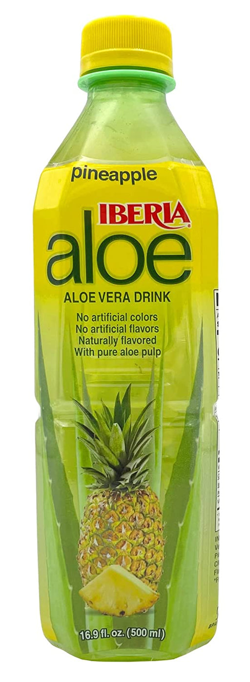 Iberia Aloe Vera Juice Drink with Pure Aloe Pulp, Pineapple, 16.9 Fl Oz (Pack of 8)