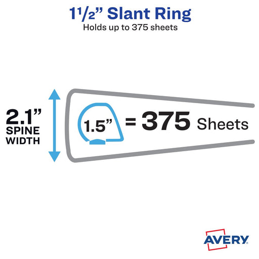 Avery Heavy Duty View Binder, White, 1.5-Inch, Slant Ring, One-Touch, 375 Sheets (79308)