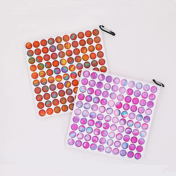 Fidget Sensory Toy, Push Big Size Pop It 100 Bubbles Sensory Toy, 1 Pack Square Silicone Puzzle Toy, Stress Pressure Relieving for Kids, Adults for Relaxing(Ombre)