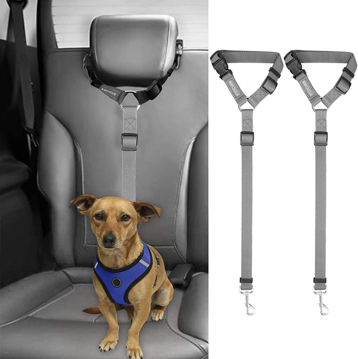 2 Packs Dog Cat Safety Seat Belt Strap Car Headrest Restraint Adjustable Nylon Fabric Dog Restraints Vehicle Seatbelts Harness