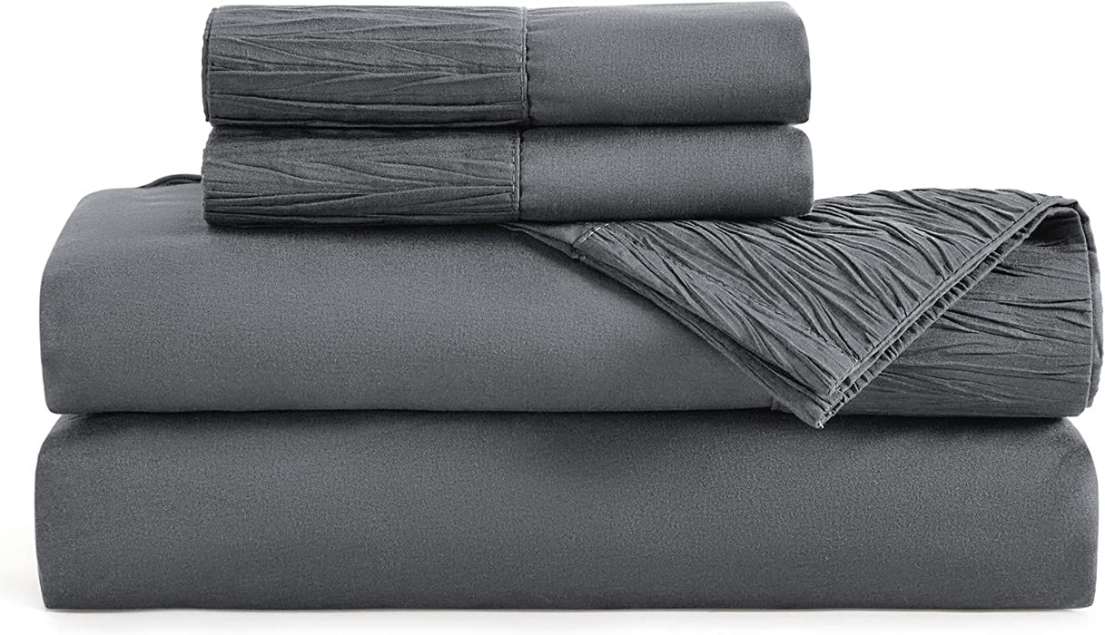 Bedsure Full Size Sheet Sets - Soft 1800 Sheets for Full Size Bed, 4 Pieces Hotel Luxury Grey Sheets Full, Easy Care Polyester Microfiber Cooling Bed Sheet Set