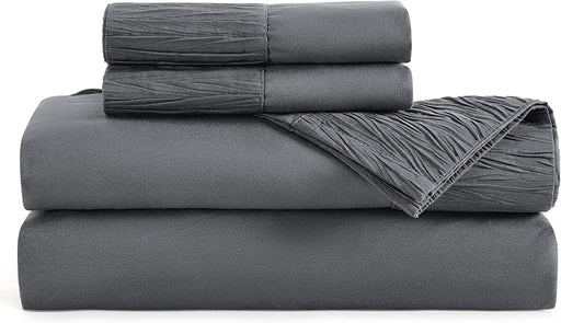 Bedsure Full Size Sheet Sets - Soft 1800 Sheets for Full Size Bed, 4 Pieces Hotel Luxury Grey Sheets Full, Easy Care Polyester Microfiber Cooling Bed Sheet Set