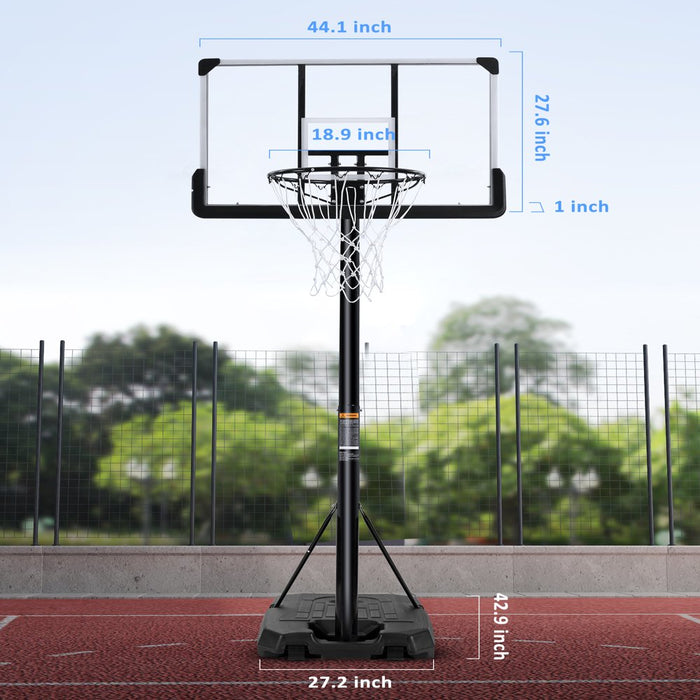 Portable Basketball Hoop & Goal Basketball System Basketball Equipment Height Adjustable 7 Ft. 6 In. - 10 Ft. with 44 In. Indoor Outdoor