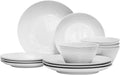 White Melamine Plastic Home Dinnerware Set, 12-Piece Service for 4