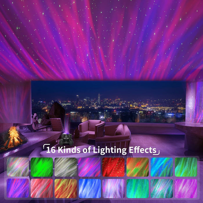 Aurora Projector, for Galaxy in Bedroom with Built-In Bluetooth Speaker, Night Light Projector for Kids Adult, Star Projector for Ceiling/Party/Gift (Black)