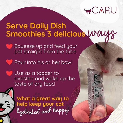 Caru - Daily Dish Smoothies - Lickable Tuna Cat Treat - 4 Pack.5Oz Tubes