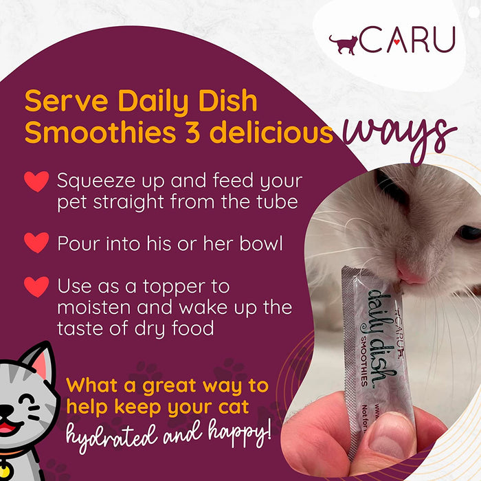 Caru - Daily Dish Smoothies - Lickable Tuna Cat Treat - 4 Pack.5Oz Tubes