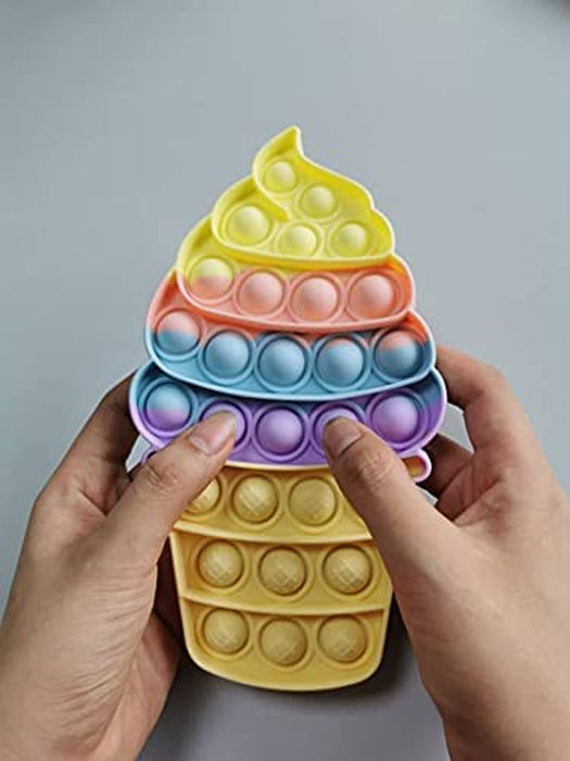 Push Pop It Popsicle Cone – Ice Cream Sensory Silicone Fidget Toys – Stress Relief, Autism & Anti-Anxiety – Flexible, Odorless & Easy to Play - Perfect for Elderly, Adults & Kids | Colorful