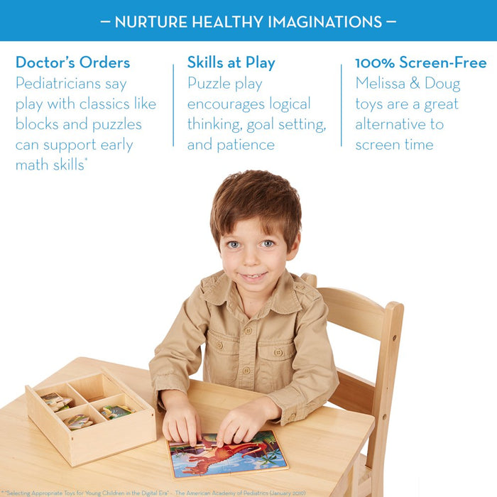 Dinosaurs 4-In-1 Wooden Jigsaw Puzzles in a Storage Box (48 Pcs) | Fsc-Certified Materials