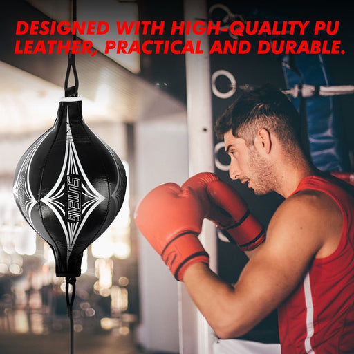 Professional PU Leather Fight Gear Speed Ball, Fitness Workout Training Leather Punching Floor to Ceiling Speed Dodge Striking Ball, Double End Bag Gym Boxing Sports Punch Bag Training Agility