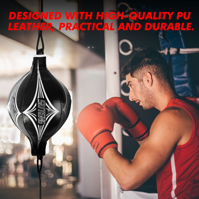 Professional PU Leather Fight Gear Speed Ball, Fitness Workout Training Leather Punching Floor to Ceiling Speed Dodge Striking Ball, Double End Bag Gym Boxing Sports Punch Bag Training Agility