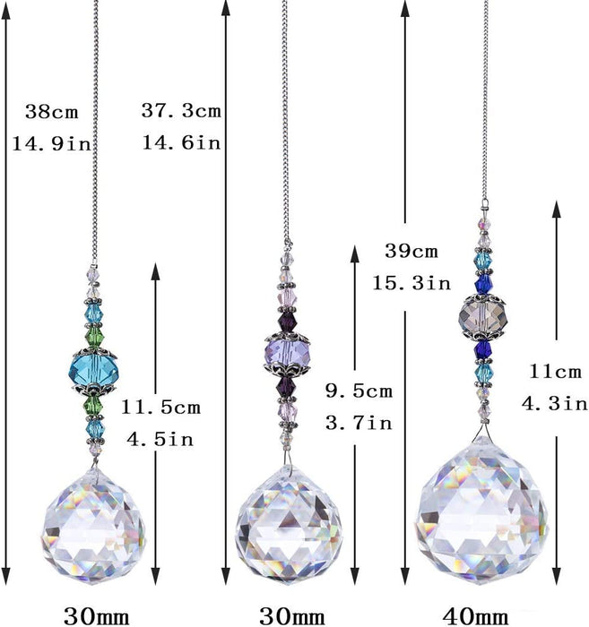 H&D HYALINE & DORA Clear Crystal Prism Ball Rainbow Maker Window Prisms Suncatcher,Pack of 3