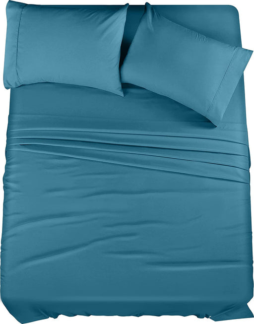 Queen Bed Sheets Set - 4 Piece Bedding - Brushed Microfiber - Shrinkage and Fade Resistant - Easy Care (Queen, Denim Blue)