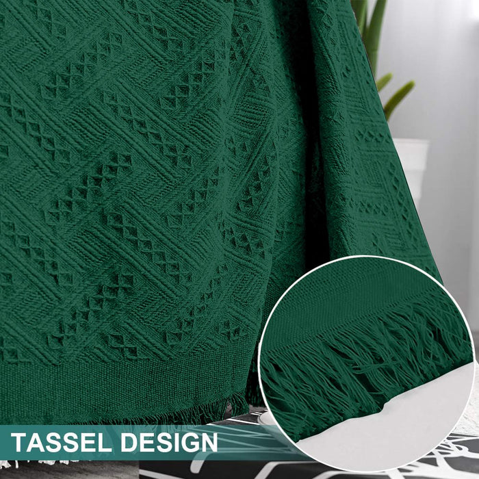 Cotton Geometrical Sofa Cover, Sectional Couch Covers for 1 Cushion Couch Couch Cover Living Room Throws Blankets Sofa Slipcovers, Furniture Protector for Pets (Medium, 71" X 91", Green)