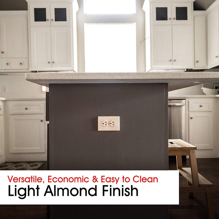 Power Gear Outlet Wall Plate Cover, 1 Gang, Light Switch Cover, 3.1” X 4.9”, Screws Included, Outlet Covers, Light Almond, 30866,Oversized