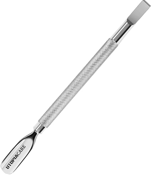 Cuticle Pusher and Spoon Nail Cleaner - Professional Grade Stainless Steel Cuticle Remover and Cutter - Durable Manicure and Pedicure Tool - for Fingernails and Toenails (Silver)