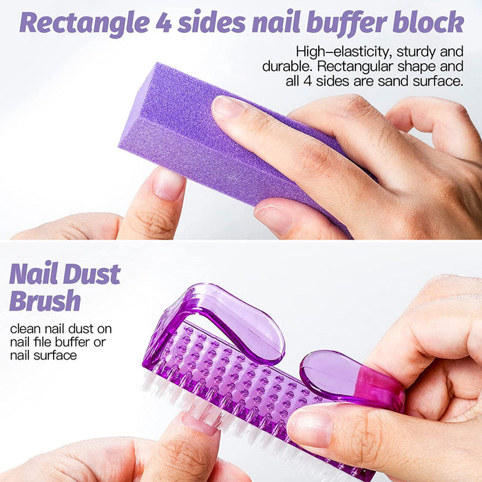 Nail Files and Buffers,  Nail Cuticle Remover Kit with Nail File, Nail Buffer, Nail Buffer Block, Cuticle Nipper, Cuticle Pusher, Cuticle Peeler. Nail Cuticle Oil Lavender for Nail Care
