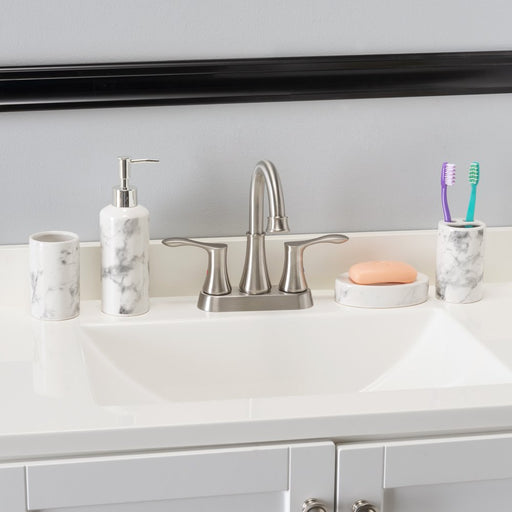 Home Basics 4 Piece Ceramic Bath Accessories Sets, White