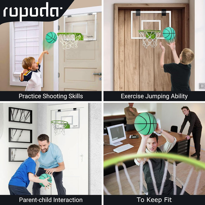 Mini Basketball Hoop - Glow in the Dark, over the Door Basketball Hoop Indoor, Indoor Basketball Hoop Backboards for Teens and Adults, Mini-Basketball Hoop for Kids with Ball and Pump