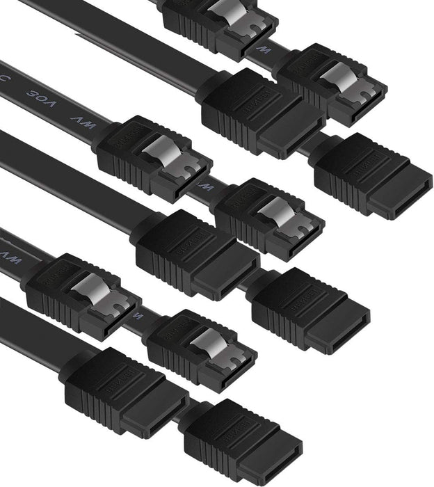 SATA Cable III, 3 Pack SATA Cable III 6Gbps Straight HDD SDD Data Cable with Locking Latch 18 Inch Compatible for SATA HDD, SSD, CD Driver, CD Writer - Black