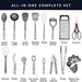 25Pc Kitchen Utensils Set - Nylon & Stainless Steel Cooking Utensils Set - Non-Stick Kitchen Utensils with Spatula - Kitchen Gadgets Cookware Set - Kitchen Tools Set (25 Piece, Gray)