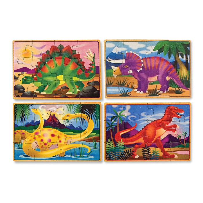 Dinosaurs 4-In-1 Wooden Jigsaw Puzzles in a Storage Box (48 Pcs) | Fsc-Certified Materials