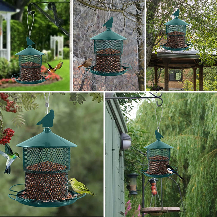 Bird Feeder for outside Hanging,Squirrel Proof Wild Bird Seed Feeders for Outdoor, Metal Large Bird Feeders Waterproof with 4 Lbs Seed Capacity for Cardinal, Sparrow,Finch,Chickadee Etc