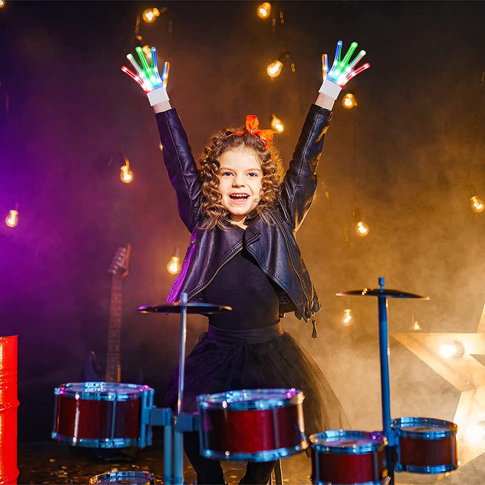LED Gloves for Kids Cool Toys Boy Toys Flashing Gloves and Shoelaces with 6 Modes Light up Toys for 8-10 Years Old Boys Fun Toys Gifts for Dances, Performances and Birthday Parties
