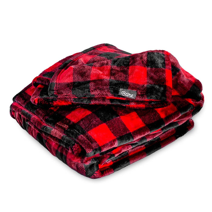 Microplush Fleece Blanket, Plush, Ultra Soft, Twin/Twin XL, Chester Buffalo Plaid - Red/Black