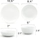 Euro Ceramica Essential Collection Porcelain Dinnerware and Serveware, 16 Piece Set, Service for 4, Classic White