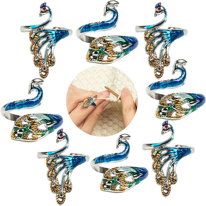 8 Pcs Adjustable Knitting Crochet Loop Ring, Braided Knitting Ring Yarn Guide Finger Holder for Mother Grandma Thanksgiving Presents