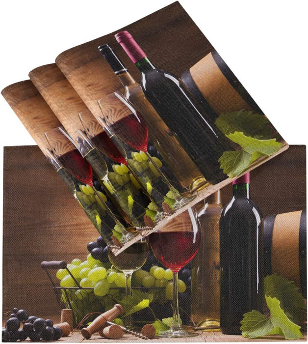 Pfrewn Christmas Holly Leaf Red Buffalo Plaid Placemats Set of 6 Table Mat Xmas Winter Place Mat Double-Sided Print 12" X 18" Dining Home Kitchen Table Decoration