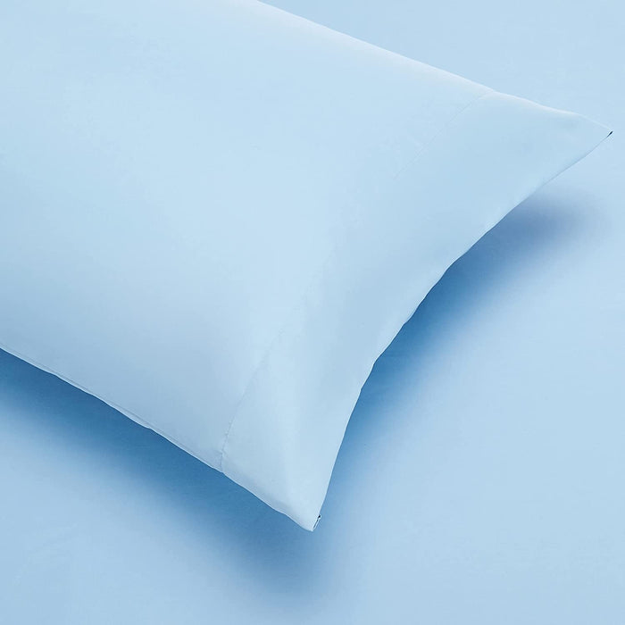 7-Piece Lightweight Microfiber Bed-In-A-Bag Comforter Bedding Set - Full/Queen, Blue Stripe