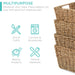 Set of 4 Multipurpose Stackable Seagrass Storage Laundry Organizer Baskets W/ Handles - Natural