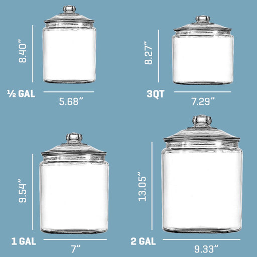 Heritage Hill Clear Glass Jar with Lid, 2 Gallon