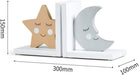 Cribmate Wooden Bookends for Kids Moon & Star Thematic Bookends for Kids Nursery Room Decor