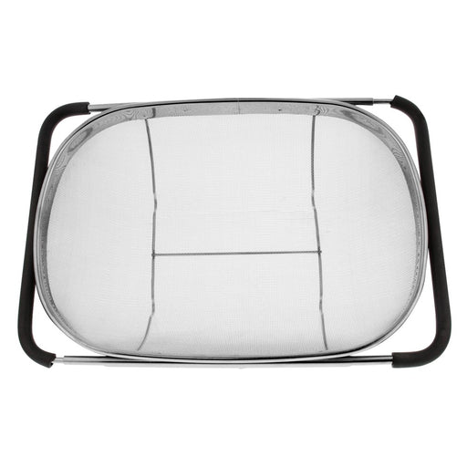 over the Sink Deep Well Oval Stainless Steel Colander Fine Mesh W/ Extendable Handle