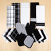 Mainstays, 20 Piece Set, Terry & Flat Kitchen Towel, Dish Cloth, Flour Sack, Oven Mitt, Pot Holder Black