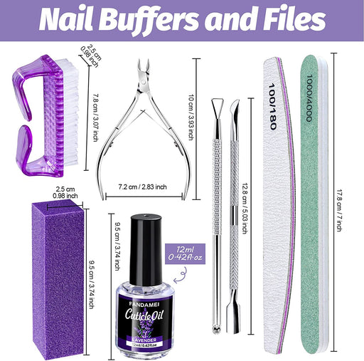Nail Files and Buffers,  Nail Cuticle Remover Kit with Nail File, Nail Buffer, Nail Buffer Block, Cuticle Nipper, Cuticle Pusher, Cuticle Peeler. Nail Cuticle Oil Lavender for Nail Care